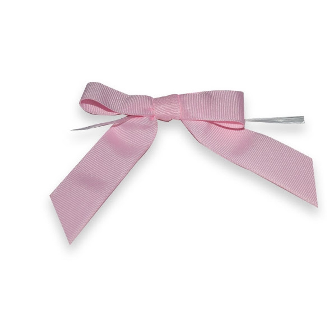 Light PINK Grosgrain Pre-tied Bow, 3.25” Bow, 5” Twist Tie, 7/8 Ribbon -  Pack of 50 Bows