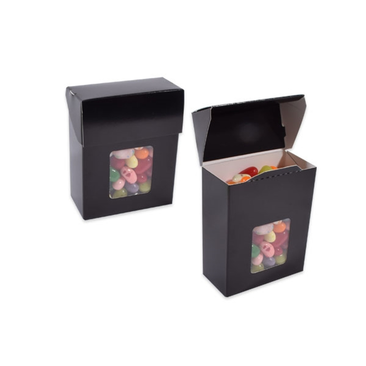 Black Candy Boxes with Windows Wholesale