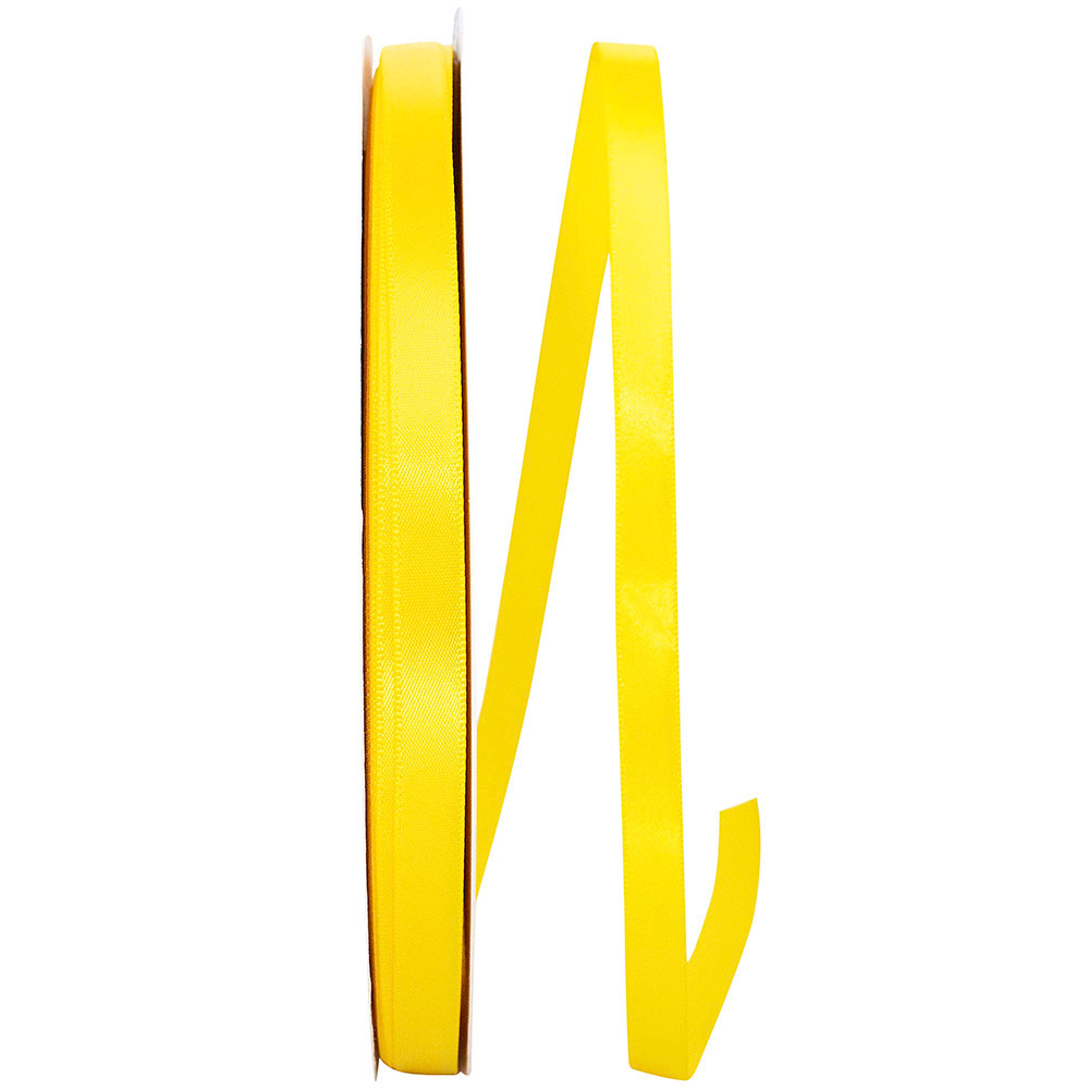 Yelloew Ribbin Single Face Satin Ribbon - Yellow 3/8
