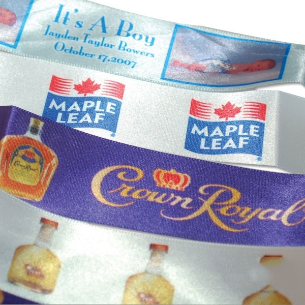 Red Ribbon 500 Custom Full Color Printed Ribbon-Single Face Satin