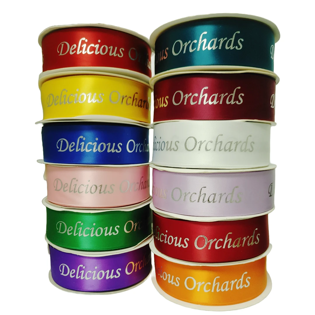 One Style Ribbons Custom Branded Satin Ribbons- Single Face - 5 Rolls