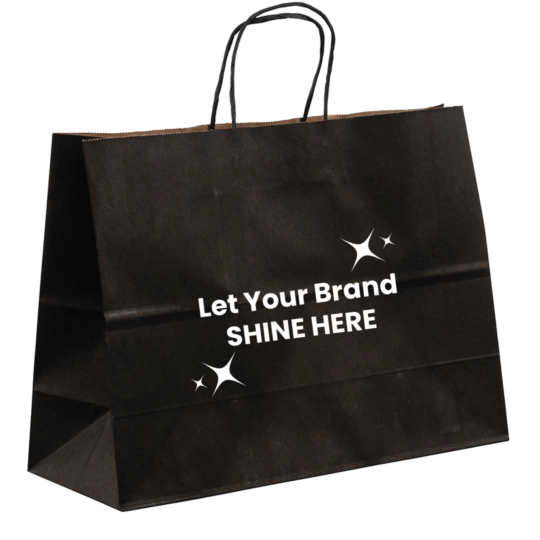 Branded Black Paper Shopping Bag 16 x x 12 Size Wholesale