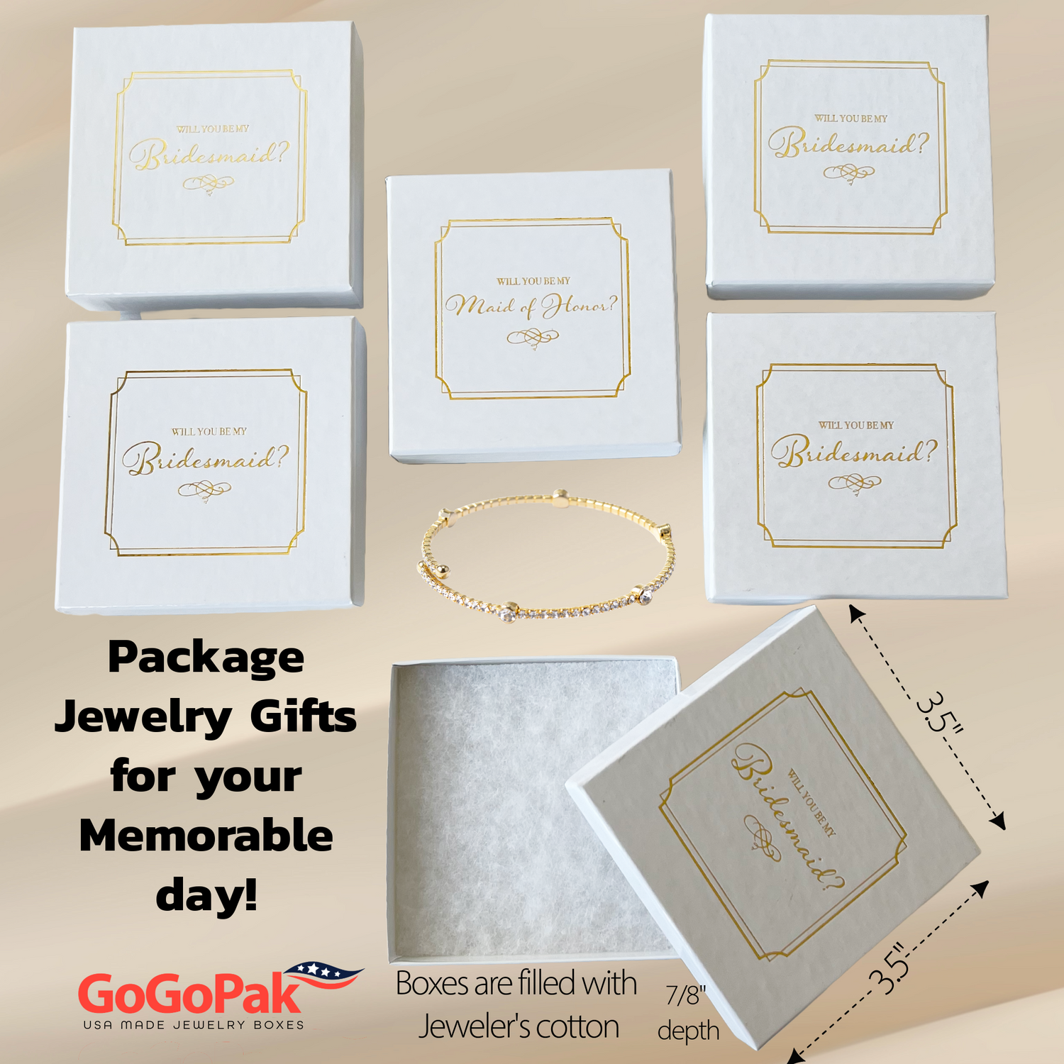 Bridesmaid Proposal Jewelry Boxes 3-1/2