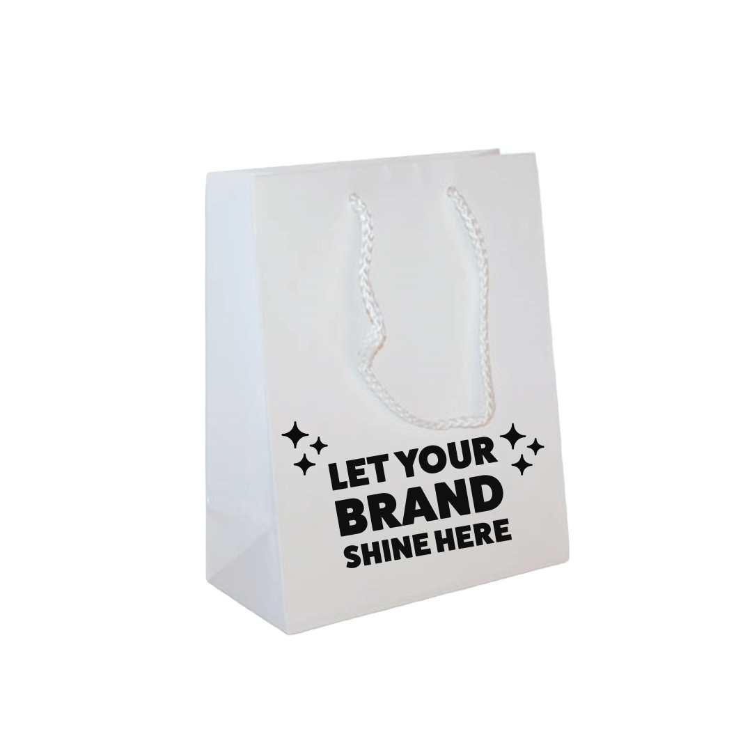 100 Bags Custom Printed White Gloss Laminated Euro Paper Bags