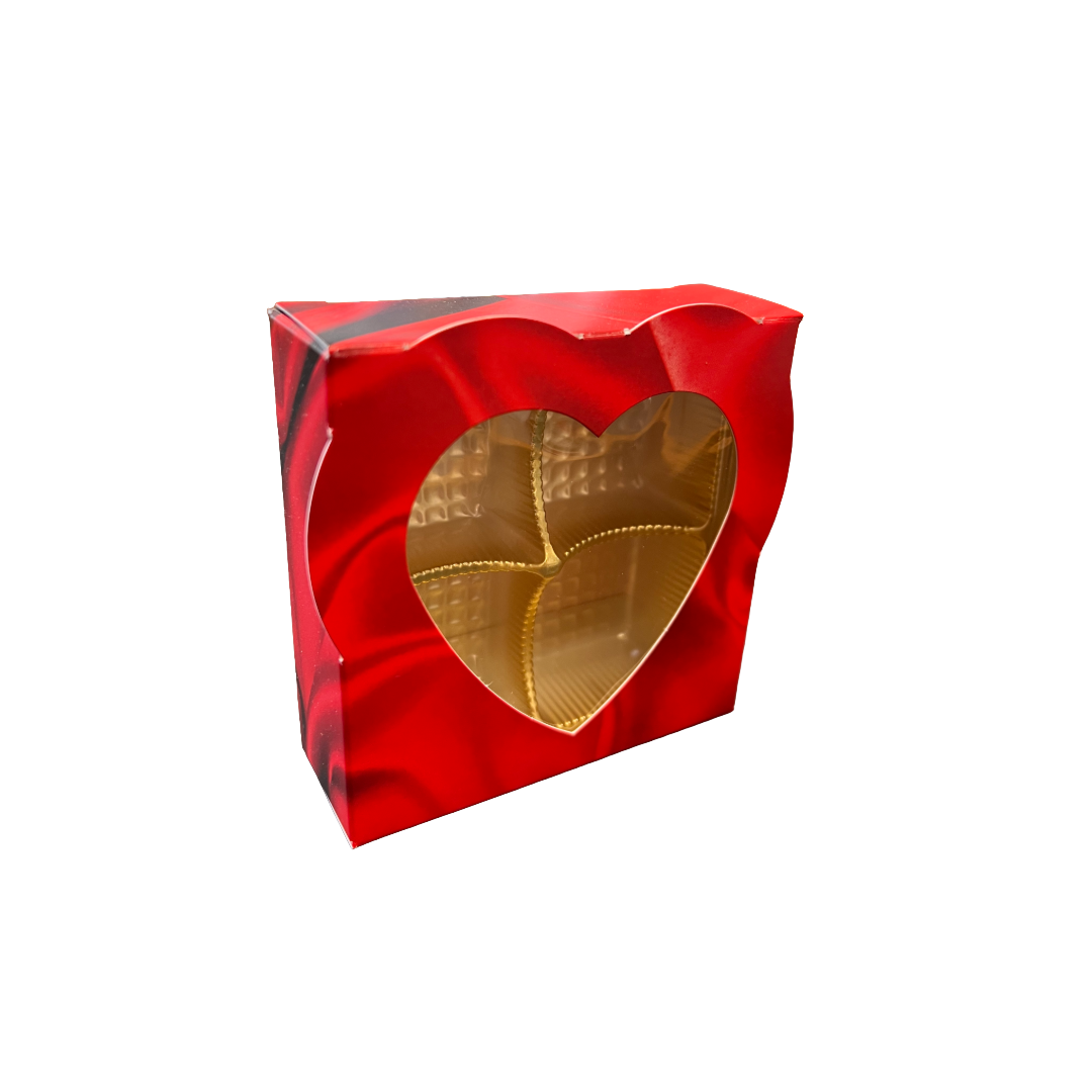 3 oz. Valentines candy boxes - Satin heart window