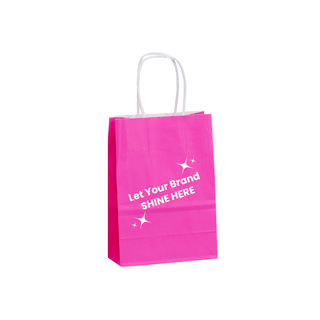Branded Colored Paper Shopping Bags - Bright Pink - 5