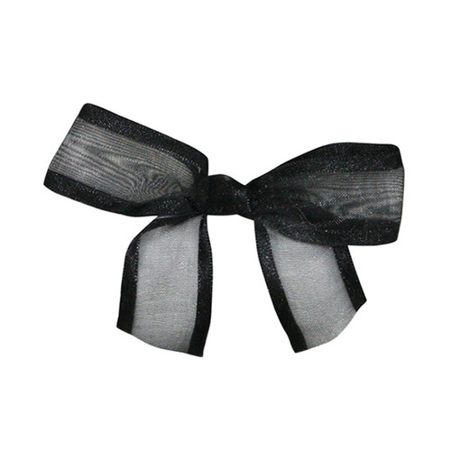 Pre-Tied Sheer Satin Twist Tie Bows - Black