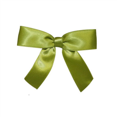 Pre-Tied Satin Twist Tie Bows - Green Grass