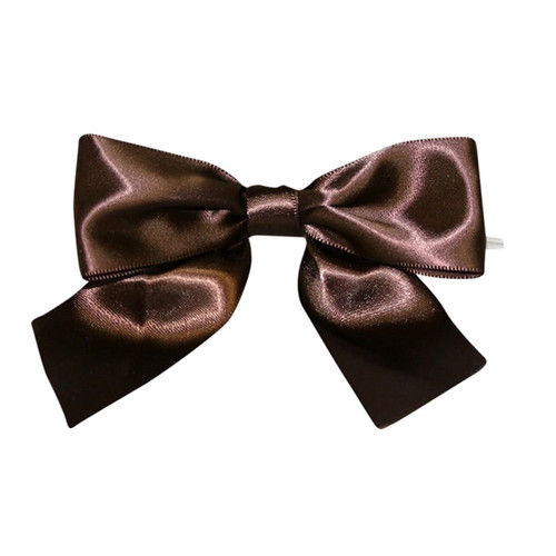 Pre-Tied Satin Twist Tie Bows - Chocolate Brown 1-1/2"
