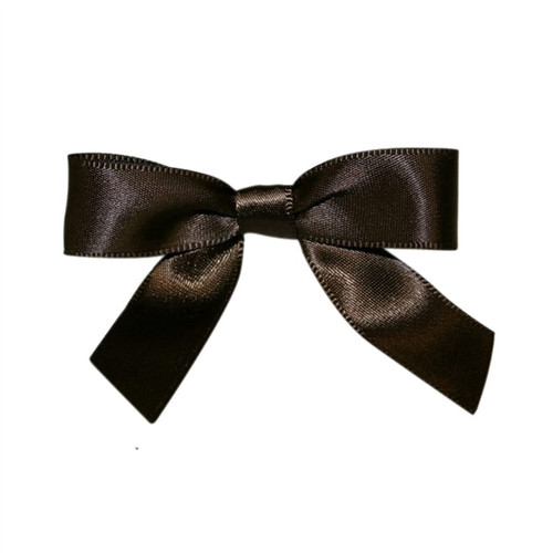 Pre-Tied Satin Twist Tie Bows - Chocolate Brown