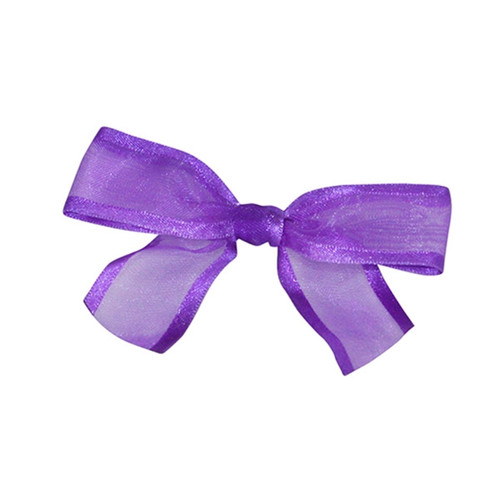 Pre-Tied Sheer Satin Twist Tie Bows - Purple