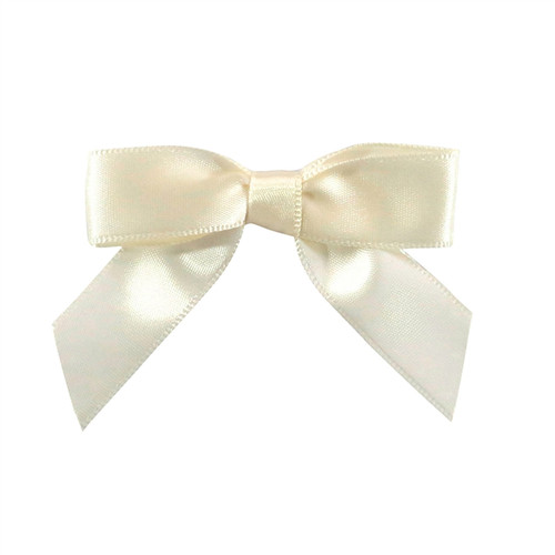 Pre-Tied Satin Twist Tie Bows - Ivory