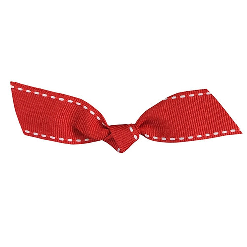 Pre-Tied Grosgrain Stitch Flair Twist Tie Bows -
Red/White