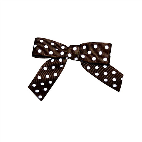 Pre-Tied Grosgrain Twist Tie Bows - Brown