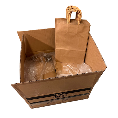 Recycled Kraft Paper Bag: 10" x 5"  x 13" - 250 Bags/Case