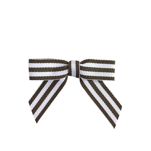 Pre-Tied Stripe Twist Tie Bows - Brown/White