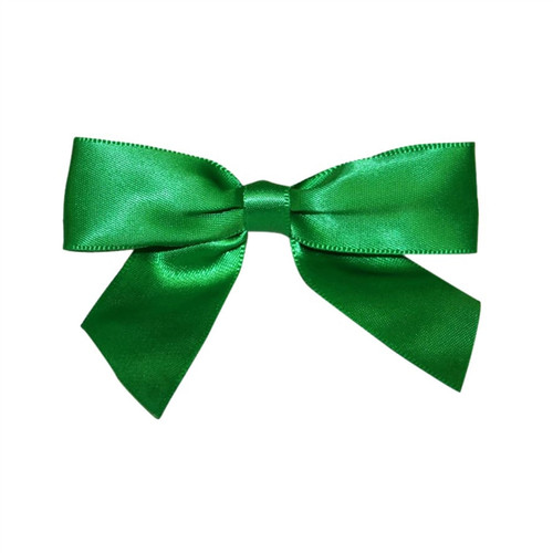 Pre-Tied Satin Twist Tie Bows - Emerald