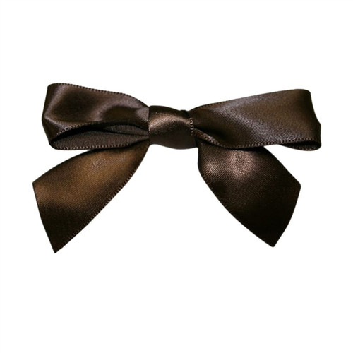 Pre-Tied Satin Twist Tie Bows - Chocolate Brown