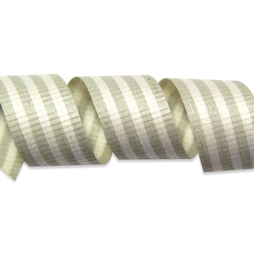 Grey & Cream Crimped Stripes Cotton Curling Ribbon