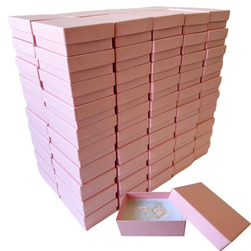 100 Boxes - Matte Pink Jewelry Boxes - 3-1/16" x 2-1/8" x 1"