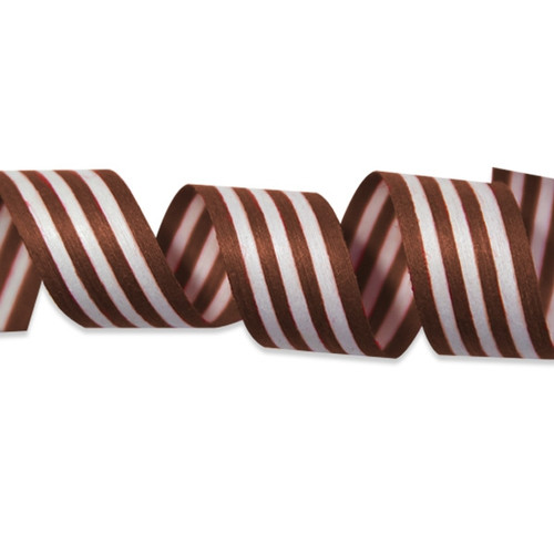 Brown and White Stripes Cotton Curling Ribbon