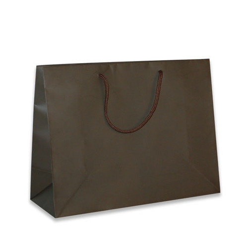 Brown Medium Wide Eurotote Bags-Matte Laminated