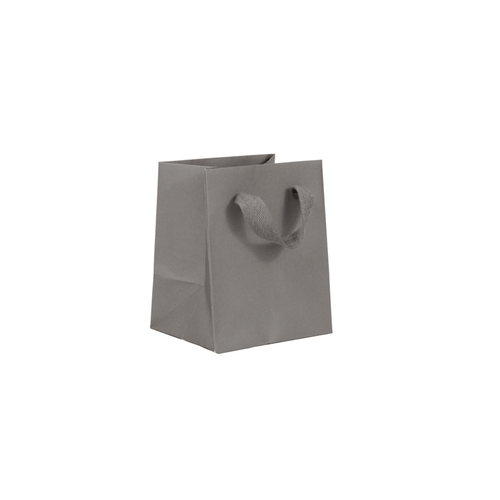 100 Bags - Grey Eco Euro Paper Bags with Twill Handles 5 x 4 x 6