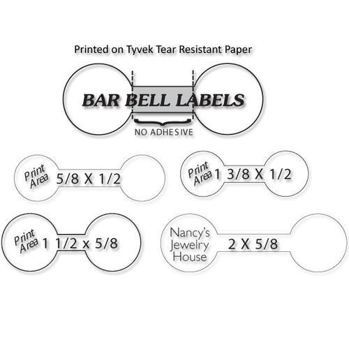 Custom printed Jewelry Tyvek barbell labels