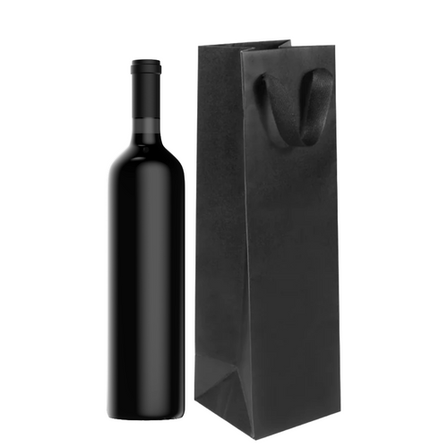 Eco Euro Paper Shopping Bags Wine 4-1/2 x 4-1/2 x 15 Broadway Black - 100 Bags/Case