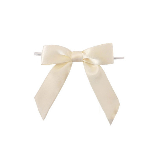 Pre-Tied Satin Twist Tie Bows - Ivory