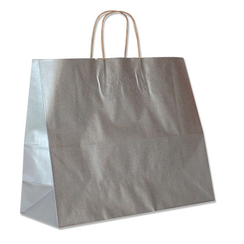 Metallic Silver Paper Shopping Bags 16" x 6" x 12"