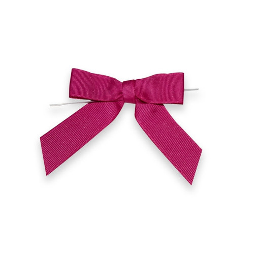 Pre-Tied Grosgrain Twist Tie Bows - Azalea