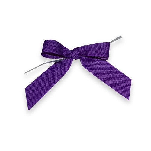 Pre-Tied Grosgrain Twist Tie Bows - Purple