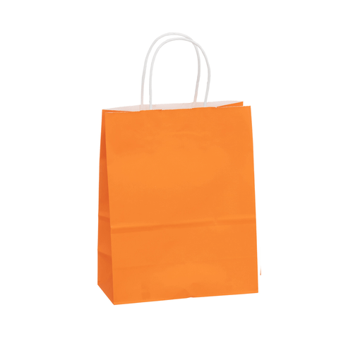 Bright Orange Paper Bags - 8" x 4" x 10" - 250 Bags