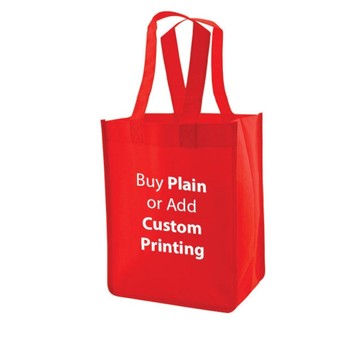 Red Non-Woven 8" x 5" x 10" Tote Bags - 14" Handle