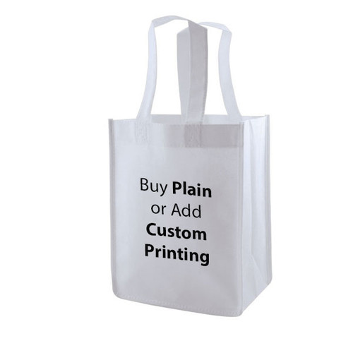 White Non-Woven 8" x 5" x 10" Tote Bags - 14" Handle