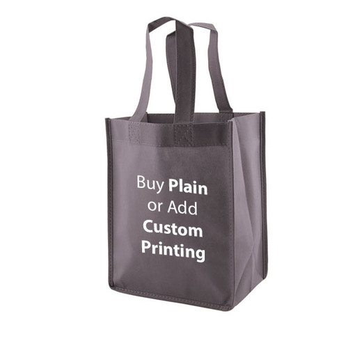 Charcoal Non-Woven 8" x 5" x 10" Tote Bags - 14" Handle