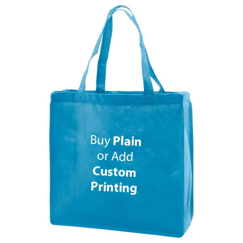 Aqua Non-Woven 13" x 5" x 13" Tote Bags - 18" Handle