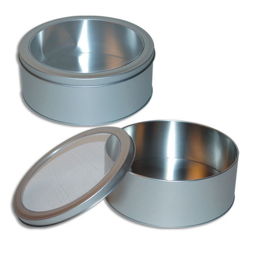 Wholesale Small Round Techno Tins - Clear Window - Small Tin Boxes