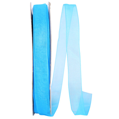 100 Yards - 5/8" Turquoise Chiffon Sheer Ribbon