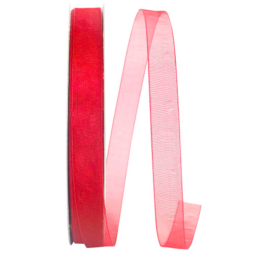 100 Yards - 5/8" Rose Red Chiffon Sheer Ribbon