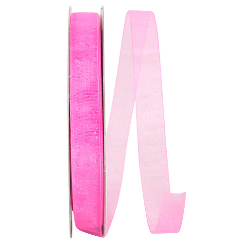 100 Yards - 5/8" Hot Pink Chiffon Sheer Ribbon