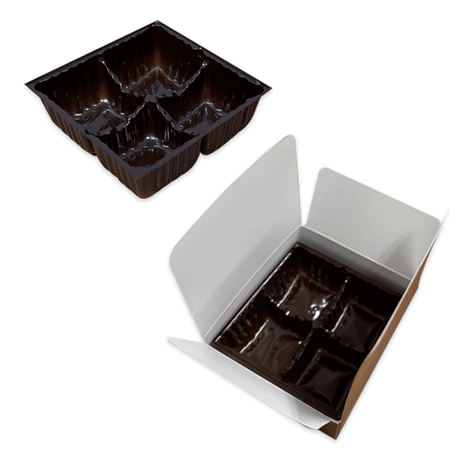 4 Cavity Brown Insert Tray - 100 Trays/Pack