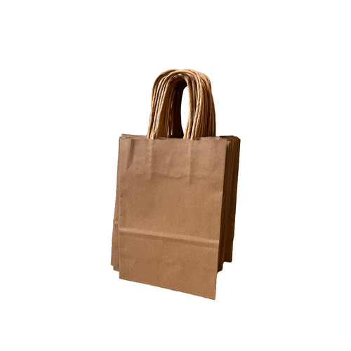 Mini Pack - Recycled Kraft Paper Bags: 8" x 4-3/4" x 10-1/2" - 25 Bags