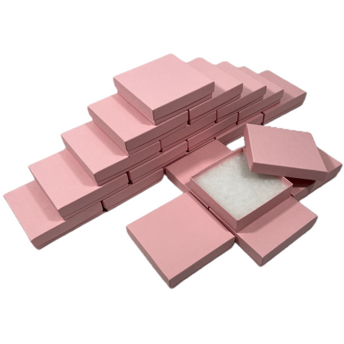 20 Boxes - Pink Kraft Jewelry Boxes - 3-1/2" x 3-1/2" x 7/8"