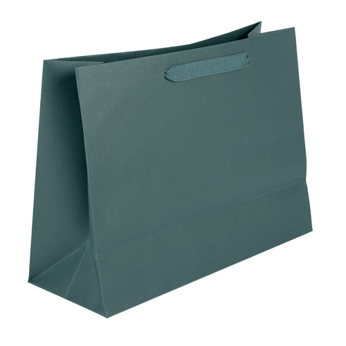 100 Bags - Spruce Green Eco Euro Paper Bags with Twill Handles 16 x 6 x 12