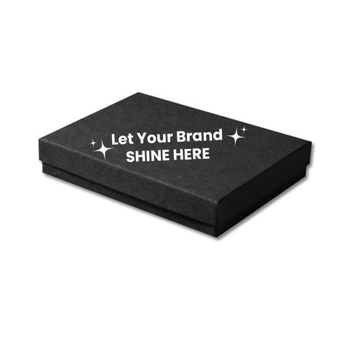 Branded Black Kraft Jewelry Boxes- 5-7/16" x 3-1/2" x 1" - 100 Boxes/Pack