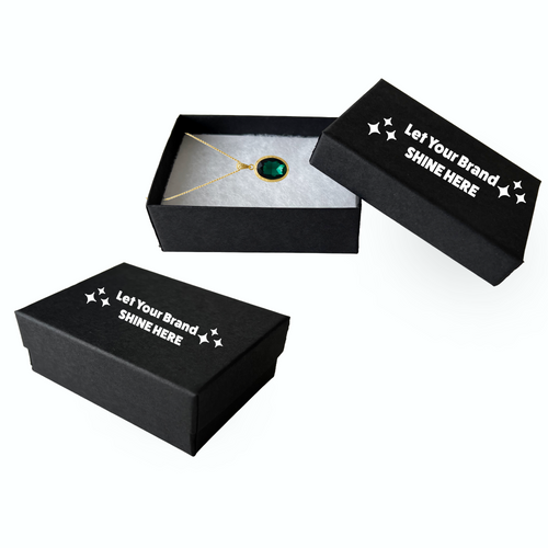 100 Boxes - Custom Branded Matte Black Jewelry Boxes - 3-1/16" x 2-1/8" x 1"