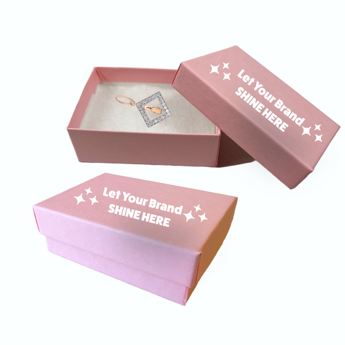 100 Boxes - Custom Branded Matte Pink Jewelry Boxes - 3-1/16" x 2-1/8" x 1"