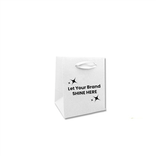 Branded Eco Euro Paper Shopping Bags 5 x 4 x 6 Wallstreet White - 100 Bags/Case